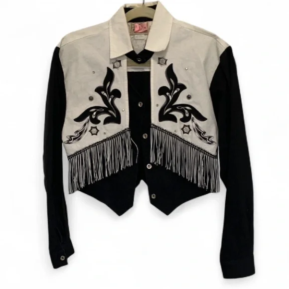 Vintage 1849 Ranchwear Cropped Western Long Sleeve Button Shirt - Picture 1 of 8